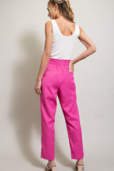 Pink Elastic Waist Pants