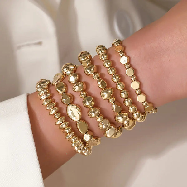 Alloy Plated 6pcs Beaded Bracelet