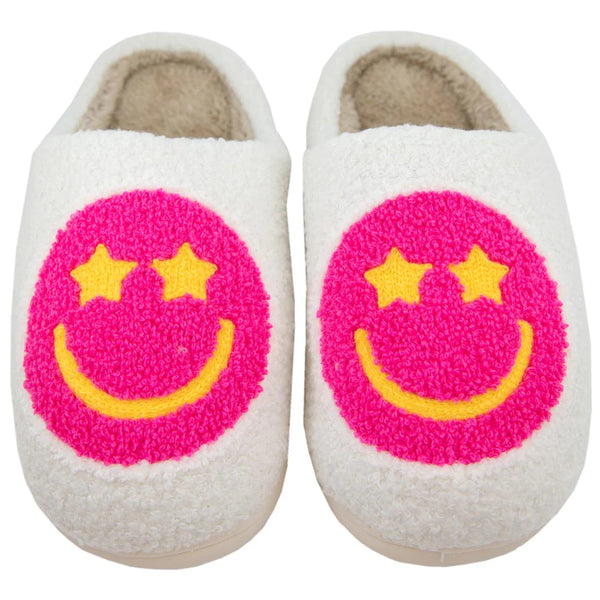 Hot Pink Smiley Slippers