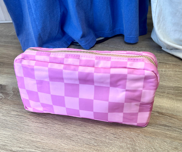 Pink Check Medium Cosmetic Bag
