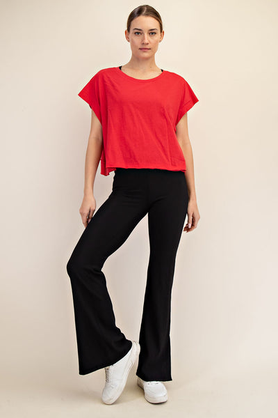 Red Cotton Slub Top