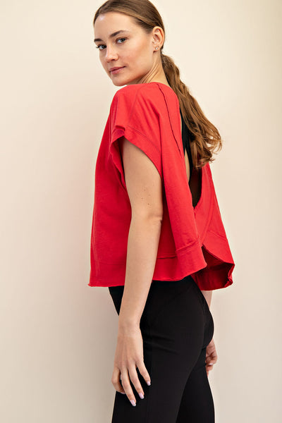 Red Cotton Slub Top