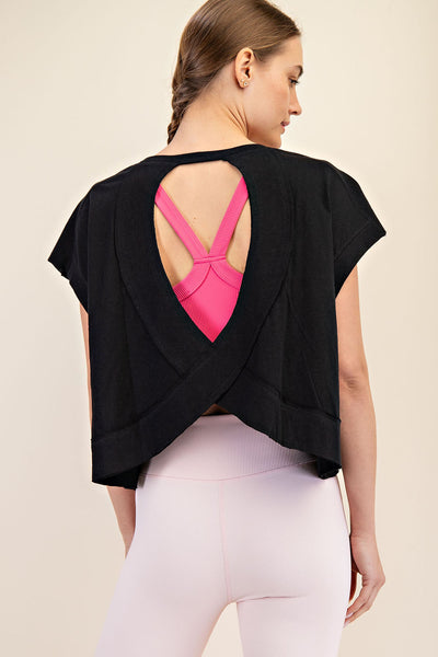 Black Cotton Slub Top