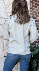 Grey Zipper Stripe Cardigan Top