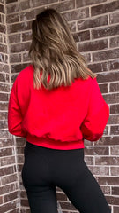 Red Crop Off Shoulder Top