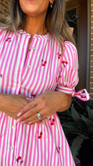 Pink Stripe Cherry Dress