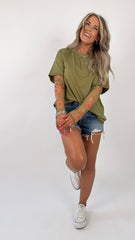 Olive Sheer Tee Combo Top