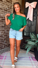 Kelly Green Off Shoulder Top