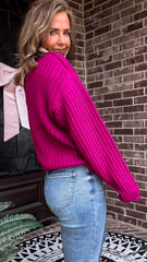 Magenta Button Cardigan