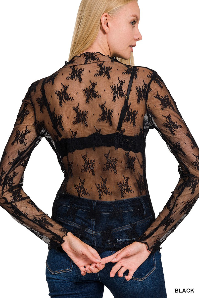 Black Sheer Lace Top