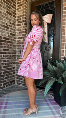 Pink Stripe Cherry Dress