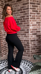 Red Crop Off Shoulder Top