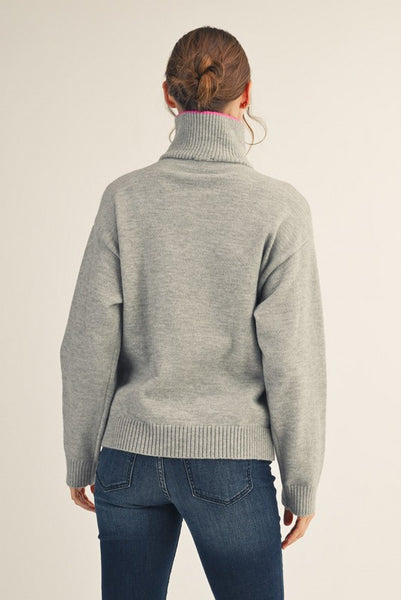 Grey with Pink Sweater Top