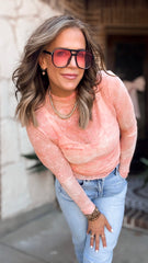 Blush Burnout Sheer Top