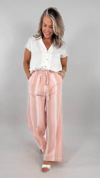 Pink Stripe Wide Leg Pants