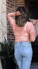 Blush Burnout Sheer Top