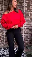 Red Crop Off Shoulder Top