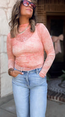Blush Burnout Sheer Top