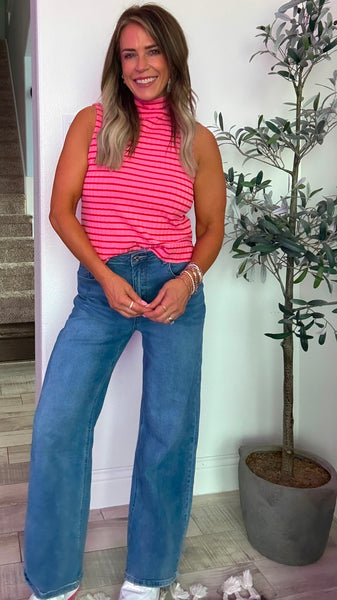 Pink and Red Stripe Top