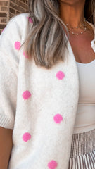 Pink Dot Button Cardigan