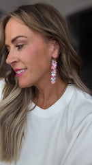 Pink Flower Falling Earrings