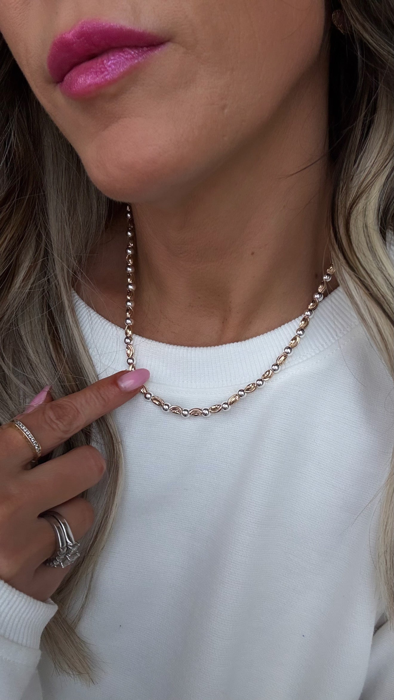 Silver and Gold Oval Necklace