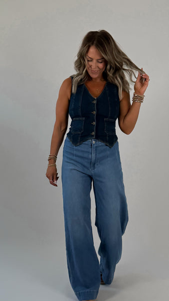 Button Denim Vest