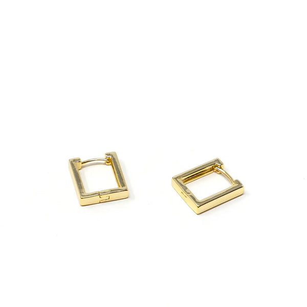 Square Gold Huggie Earrings