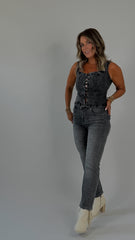 Lace up Denim Top