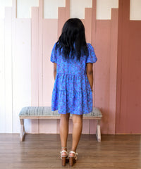 Blue Floral Button Dress