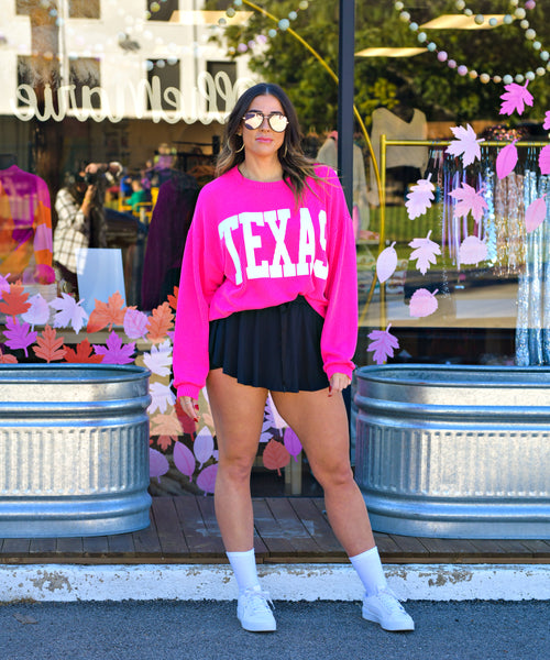 Bright Pink Texas Corded Top