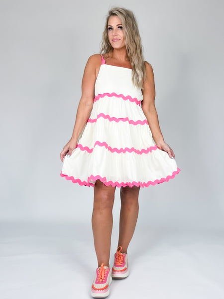 Cream and Pink Rick Rack Dress