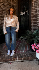 Striped Piper Cardigan Beige
