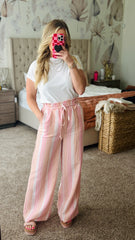 Pink Stripe Wide Leg Pants