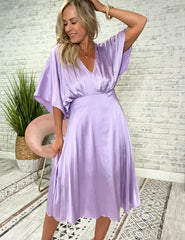 Lilac Satin Midi Dress