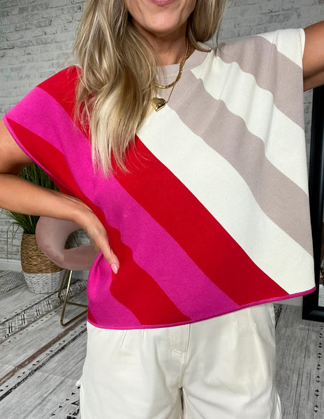 Red Latte Striped Top