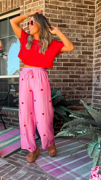 Pink Polka Dot Pants