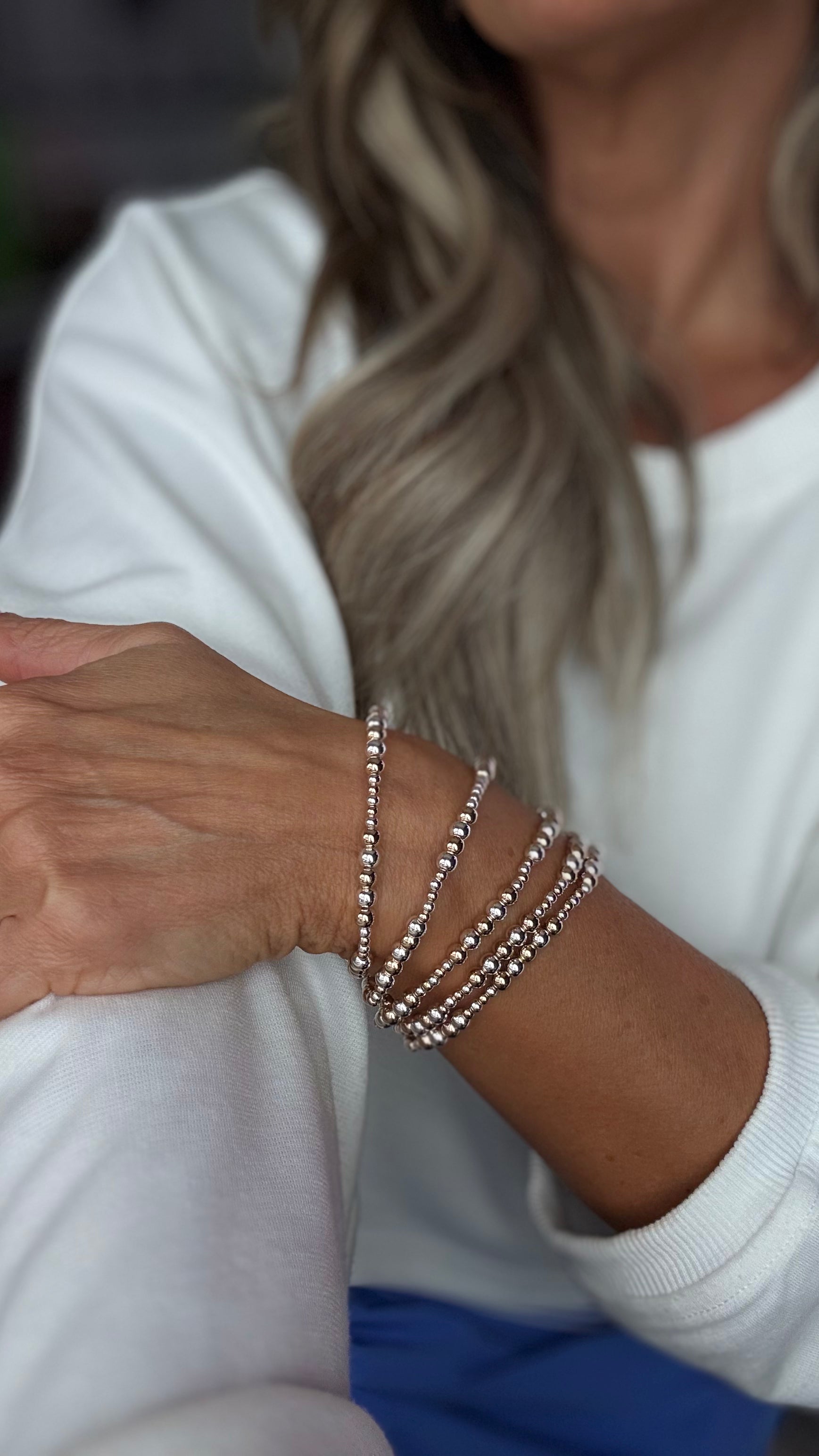 Beaded Silver and Gold Bracelet
