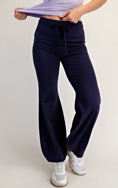 Navy Fold Yoga Pant