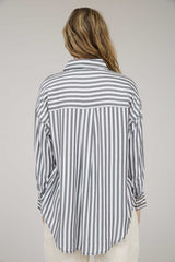 Black Stripe Button Top