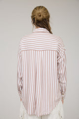 Brown Stripe Button Top