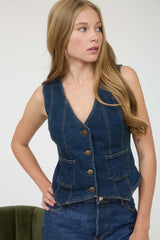 Button Denim Vest