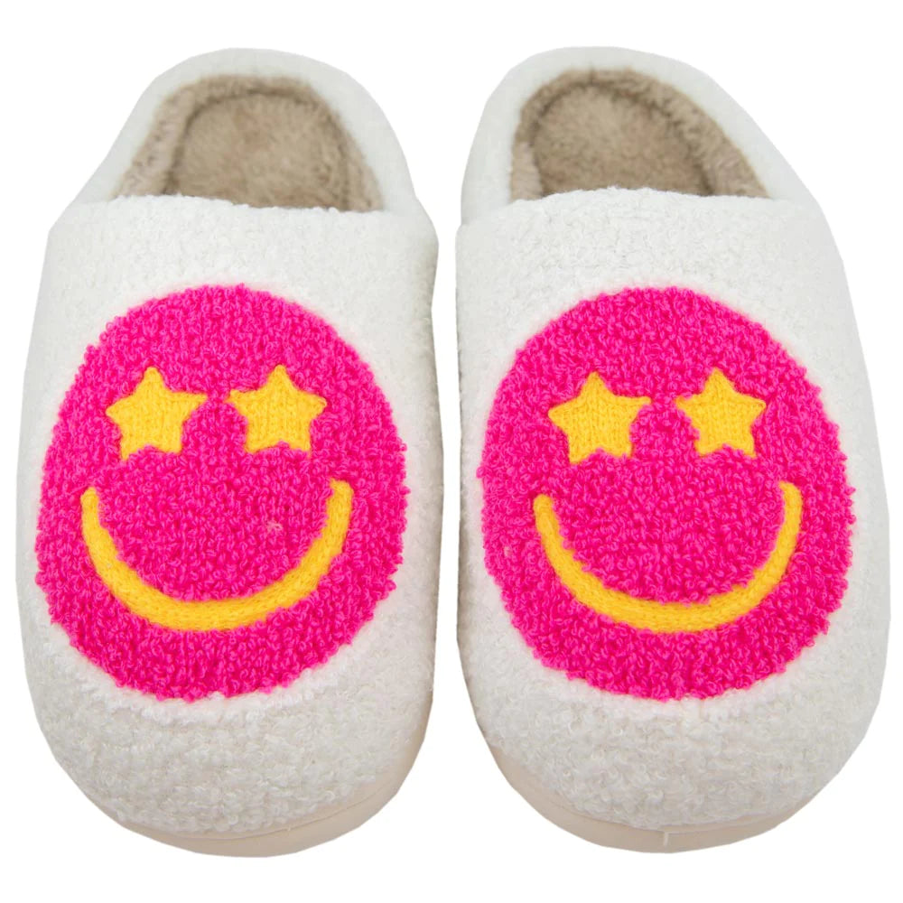 Hot Pink Smiley Slippers